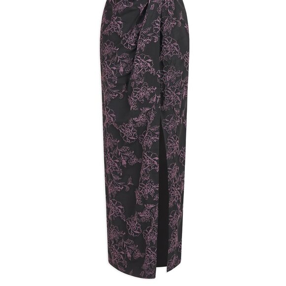 NWT Kay Unger Roslyn Floral Jacquard Gown Black & Lavender Women's Size 12 - Picture 7 of 15